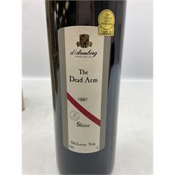 D`Arenburg 2007 The dead Arm Shiraz, 1.5 litre, 14%, together with Grahams 2001 crusted port, 75cl, 20%, both boxed 