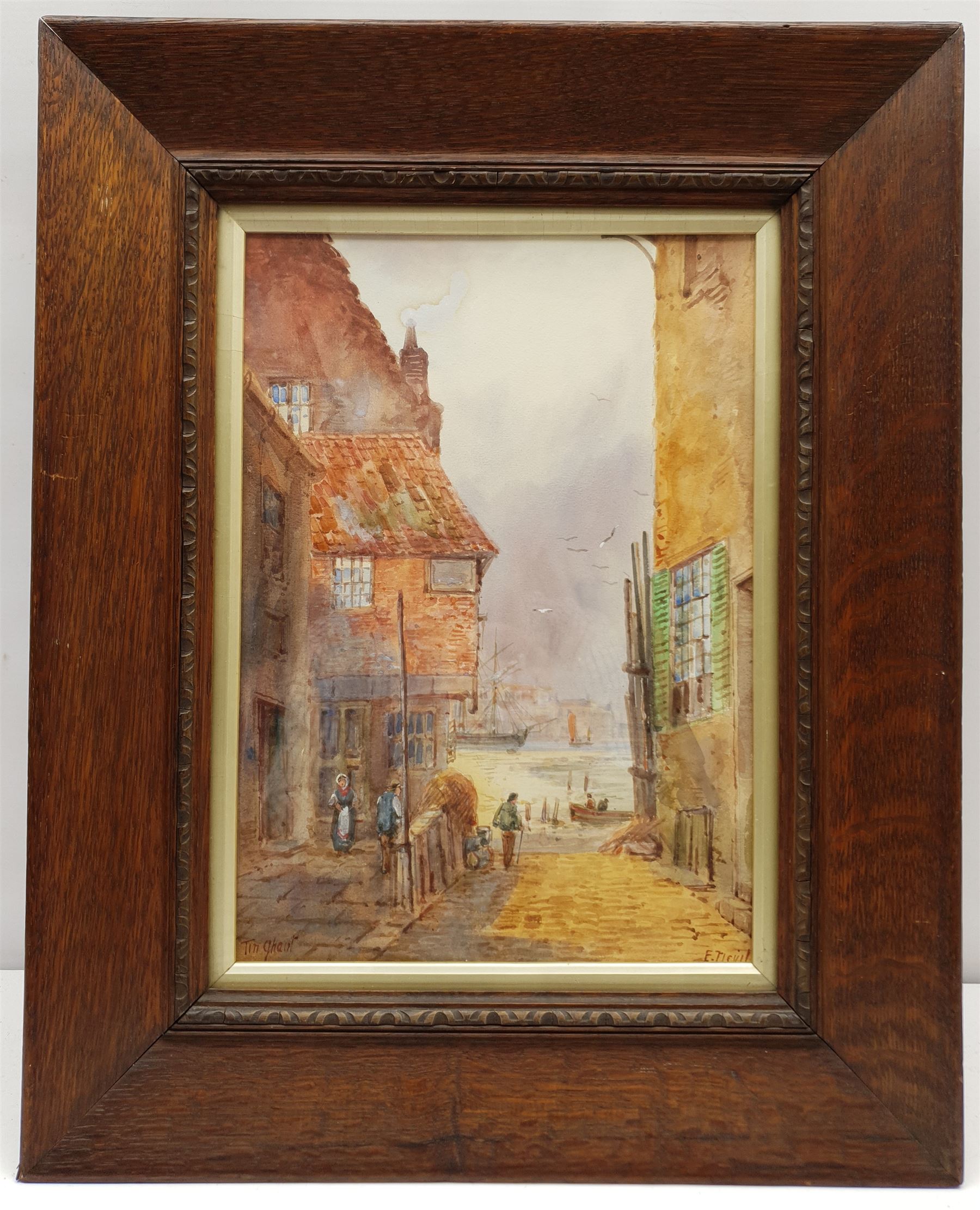 Edward Nevil (British fl.1880-1900): 'Tin Ghaut' Whitby, watercolour signed and titled 37cm x 26cm