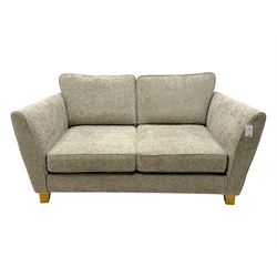 Oak Furnitureland Two seat contemporary sofa upholstered in beige fabric