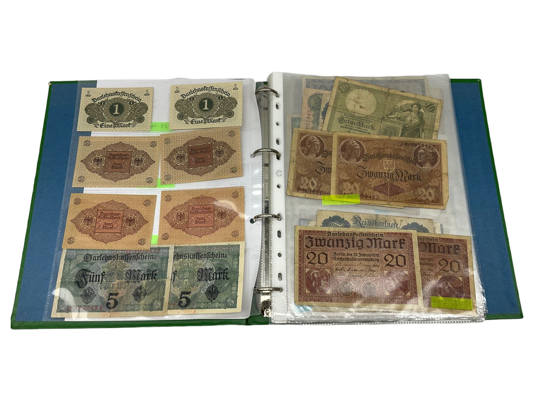 Collection of German banknotes, mostly dating between 1918 and 1923, many being of a high grade, with vendor's inventory, housed in a ring binder
