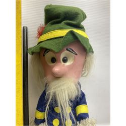 Two Pelham Puppets - The Magic Roundabout Mr. Rusty pole puppet with wool hands and blue  coat dated 1963; boxed; and Type SL Disney Donald Duck; unboxed (2)