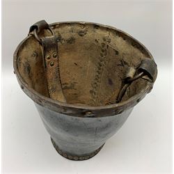 Victorian leather fire bucket with riveted detail and leather carry handle, not including handle H29cm D27.5cm