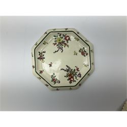 Royal Doulton part dinner service in Old Leeds Sprays pattern,  to include cheese dome, teapot and stand, egg cups etc, together with a selection of floral doilies.  