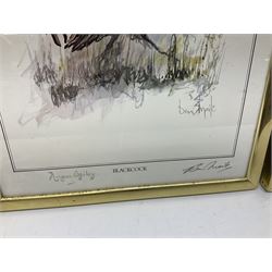 After Ben Maile (British 1922-2017): 'Blackcock' and 'Osprey', pair colour prints signed in pencil together with a print of a Terrier after Mick Causton and three horse related prints max 40cm x 28cm (6)