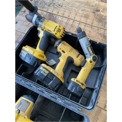 Three DeWalt battery drills and circular saw - THIS LOT IS TO BE COLLECTED BY APPOINTMENT FROM DUGGLEBY STORAGE, GREAT HILL, EASTFIELD, SCARBOROUGH, YO11 3TX