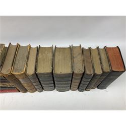 Eighteen 19th century leather bound books including Oeuvres Completes De Voltaire. 1827 Paris. Two volumes; Oeuvres De Pierre Corneille. 1892 Paris; Commentarium in Librum Geneseos Scripsit Thomas Josephus Lamy. 1883 Mechliniae; etc (18)