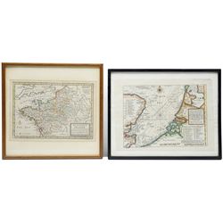 Herman Moll (British c.1654-1732): 'A Chart of Part of ye Sea Coast of England Holland & Flanders...', early 18th century engraved map with hand-colouring after Captain Greenvile Collins, sold by T. Bowles in St Paul's Church Yard and J. Bowles in Cornhill 23cm x 32cm; and 'The North Part of France Containing the Governments of Picardy, Normandy, Bretagne, Isle de France, Champagne and Orleanois', early 18th century engraved map with original hand-colouring pub. Carington Bowles 20cm x 18cm (2)