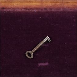 Rosewood writing slope, with brass inlaid decoration, the lid opening to reveal a purple writing slope, H17cm, L51cm