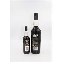 Mannochmore, 10 year old Loch Dhu The Black Whisky, 70cl, 40% vol and matching smaller example, 20cl 40% vol  