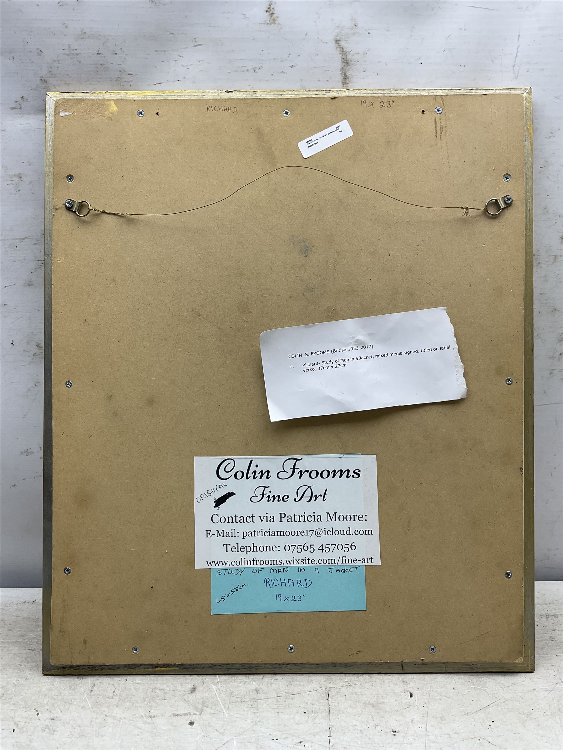 Colin S Frooms (British 1933-2017): 'Richard - Study of a Man in a Jacket', chalk sketch signed, titled verso 37cm x 27cm 