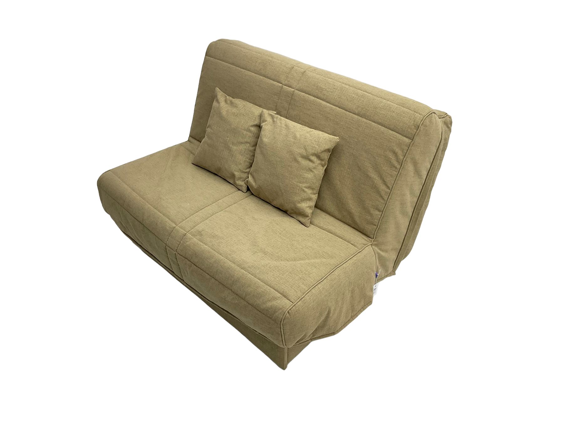 Slumberland - two seater fold out sofa bed upholstered in neutral fabric