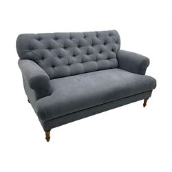 Sofa.com 'Bingley' Chesterfield style buttoned sofa, upholstered in blue/grey fabric, turned beech supports 