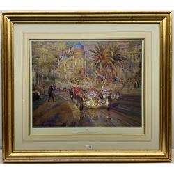 Alfredo De La Maria (Uruguayan 1945-): 'Dicing at Casino Square' and 'Hat Trick', pair limited edition prints 60cm x 73cm (2)