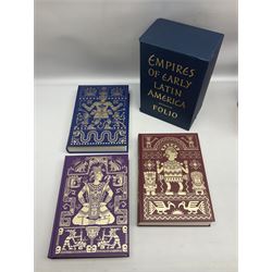 Folio Society; twelve volumes, to include three book box set Empires of Early Latin America, three book box set British Myths and Legends, two book box set The Greek Myths etc