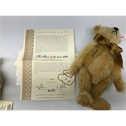 Two Steiff teddy bears comprising 2006 'Bear of the Year', limited edition with original dust bag and certificate, and 'Big Foot Bear' serial no. 002939, both with tags in ear