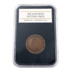 George III 1797 pattern farthing in copper, by W.J. Taylor, cased with Westminster certificate 