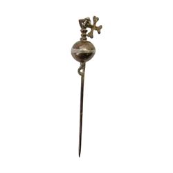 Katawe silver shawl pin, circa 1850-1900, unmarked, Patagonia Region (Chile), modelled as ...