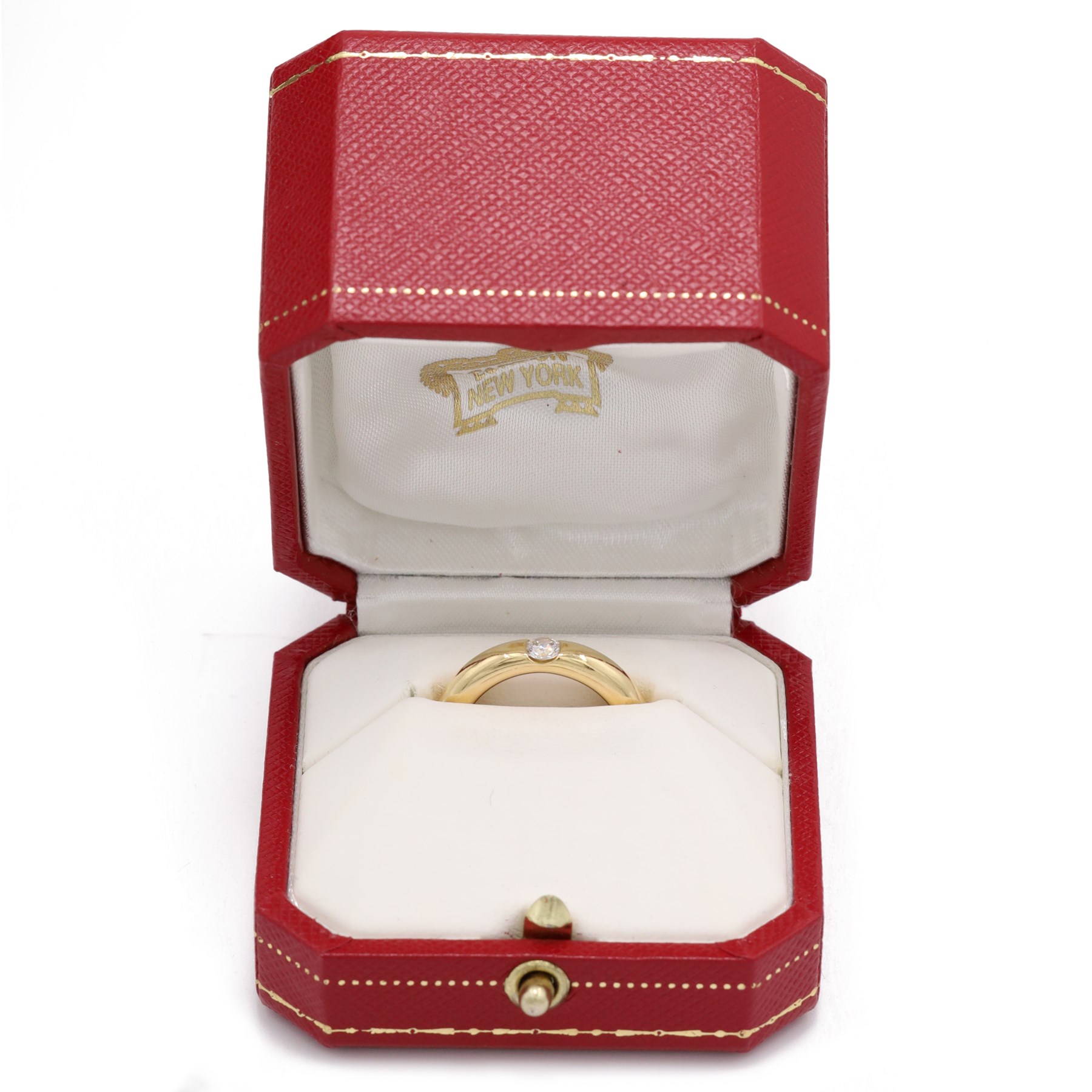 Cartier Ellipse diamond ring, set with a single round brilliant cut diamond of 0.25 carat, boxed with certificate