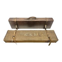 Leather fitted shotgun case L81cm, and a canvas fitted shotgun case with Hooton & Jones label, L83cm (2)