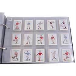 Collection of 1930s and later Football related trading and cigarette cards, including complete set of sixteen 1936 Topical Times Panel Portraits of Star Footballers, collection of further 1930s Footballer Panel Portraits, complete set of twenty-five 1955 The Wizard Famous Footballer cards, complete set of fifty Wills Association Footballers 1935, complete set of fifty Godfrey Phillips International Caps cards, etc, housed in three albums