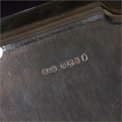 Small square silver salver or card tray with bead edge and indented corners W14cm Sheffield 1935 Maker Stower & Wragg Ltd