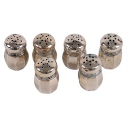 Six American silver salt shakers, stamped sterling