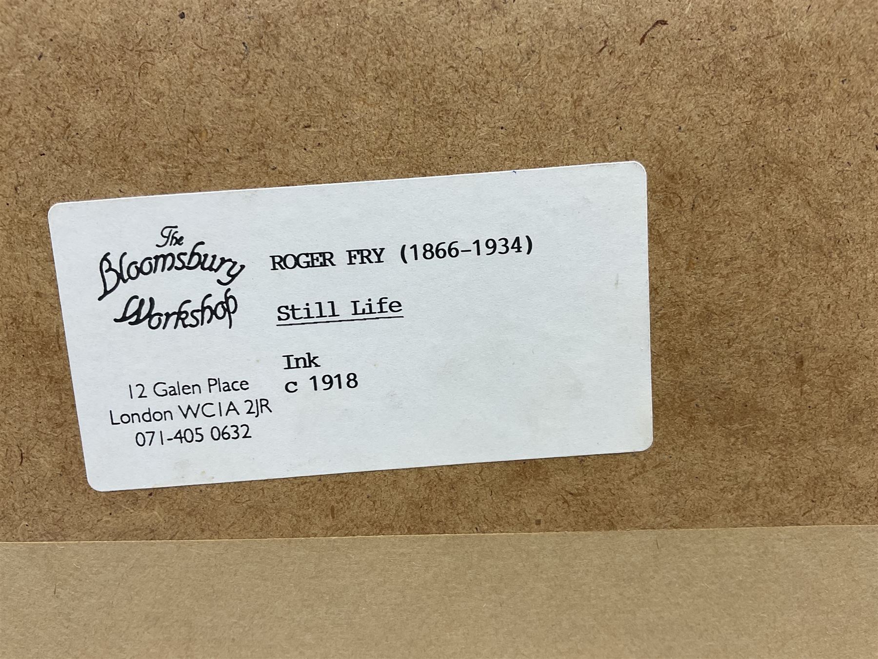 Roger Eliot Fry (British 1866-1934): 'Still Life', pen and ink unsigned c.1918, 36cm x 23cm 
Provenance: private collection, purchased The Bloomsbury Workshop, Galen Place, London, label verso