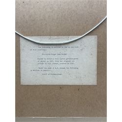 Beatrice Hill (British late 19th/early 20th century) after George Francis Joseph (Irish 1764-1846): Portrait of 'Elizabeth Rigge nee Brawn', inscribed and dated 1897 verso 75cm x 55cm