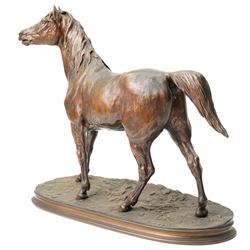 After Pierre-Jules Mene (French 1810-1879): The Norman Mare, bronze figure on a stepped oval base, signed, H42cm W50cm