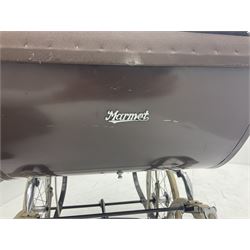 Marmet coach built 1964 pram, with detachable body, brown coachwork and hood, L118cm, H113cm
