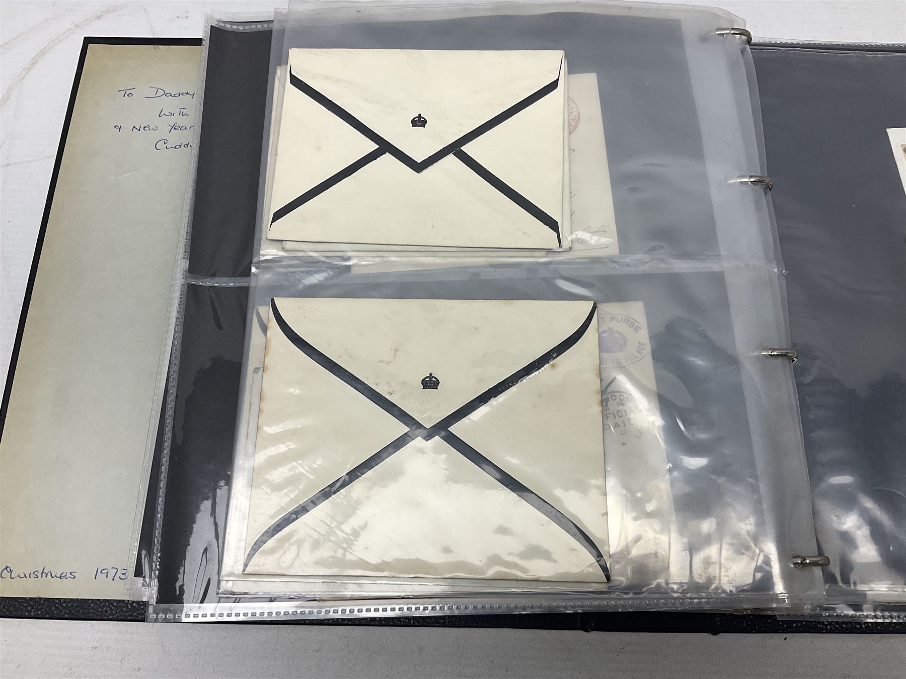 Postal history including air mail, telegrams, covers with 'Privy Purse Buckingham Palace' stamp, first day covers etc, housed in two ring binder folders