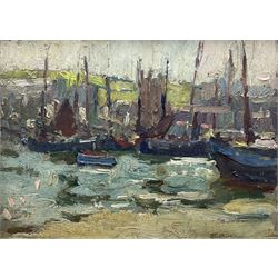 John Anthony Park (Cornish 1880-1962): Boats in St Ives Harbour, oil on board signed and dated '10, 15cm x 20cm