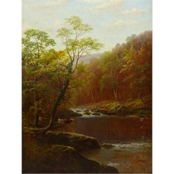 William Mellor (British 1851-1931): On the Wharfe Bolton Woods Yorkshire, oil on canvas signed 60cm x 45cm
