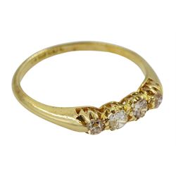 Early 20th century 18ct gold four stone old cut diamond ring, hallmarked
