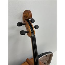 Cello by Andreas Zellar of Romania for Stentor Music Co. Ltd. with 75.5cm two-piece maple back and ribs and spruce top, bears label, L122cm overall, in hard carrying case with bow