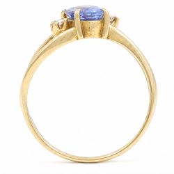 18ct gold sapphire and diamond three stone crossover ring, single oval cut sapphire of approx 1.15 carat, with a single cut diamond set either side, Birmingham 1991
