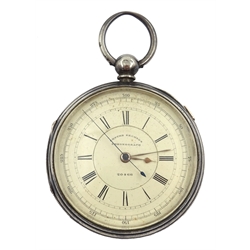  Victorian silver centre seconds chronograph pocket watch No. 20466 by J Daykin, case by Robert John Pike, London 1879  