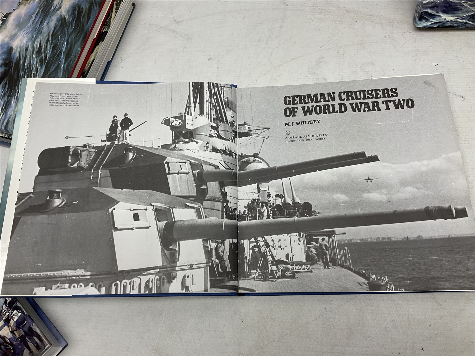 Thirty books of maritime and naval interest including David Hobbs: The British Pacific Fleet; Ian Marshall: Armoured Ships; M.J. Whitley: Cruisers of WW2, German Cruisers of WW2 and German Coastal Forces of WW2; books on warships, U-Boats, combat ships etc