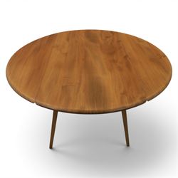 Ercol - model '384' light elm drop leaf table, on tapering legs