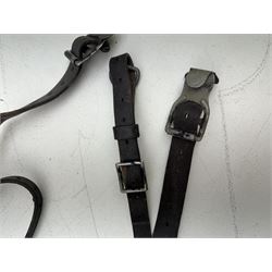 Pair of WW2 German Combat Y-Straps, circa 1938, the leather combat Y straps with metal clip fittings marked '...kuhren./1938, 11.trs.Abt.10' 
