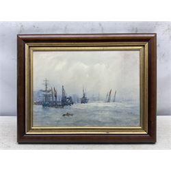 Rose Champion de Crespigny (British 1860-1935): Vessels Near the Shoreline, watercolour signed 24.5cm x 35cm 