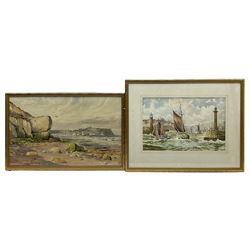 Edward H Simpson (British 1901-1989): Scarborough South Bay and Whitby Harbour, two watercolours signed max 38cm x 60cm (2)