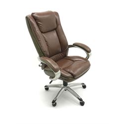 Tan leather office swivel chair