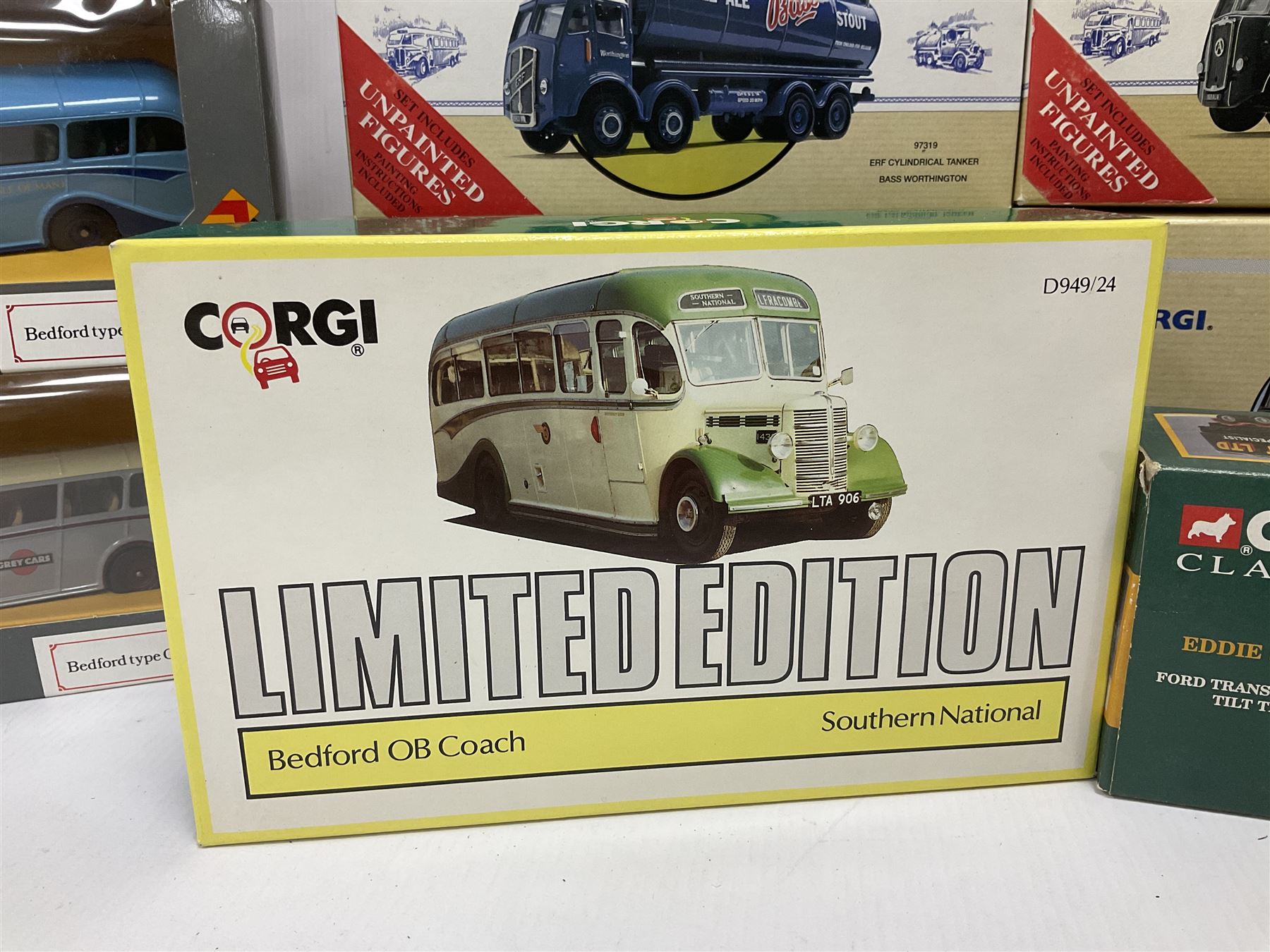 Corgi Classics - twenty one models to include 97106 The Fred Bobby Bedford OB Coach; 97108 The Granville Tours Bedford OB Coach; five Bedford type OB Coaches comprising 94912, D94927, C9494, D94914, 97100; further models 97319, 97372, 97370, 97317, 98456, 97368, 98164, 19702, 30501, 12501, 23101, 20202, C827 and D94924; all boxed (21) 