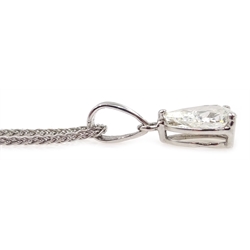  18ct white gold pear shaped diamond pendant necklace, hallmarked, diamond 1.05 carat  