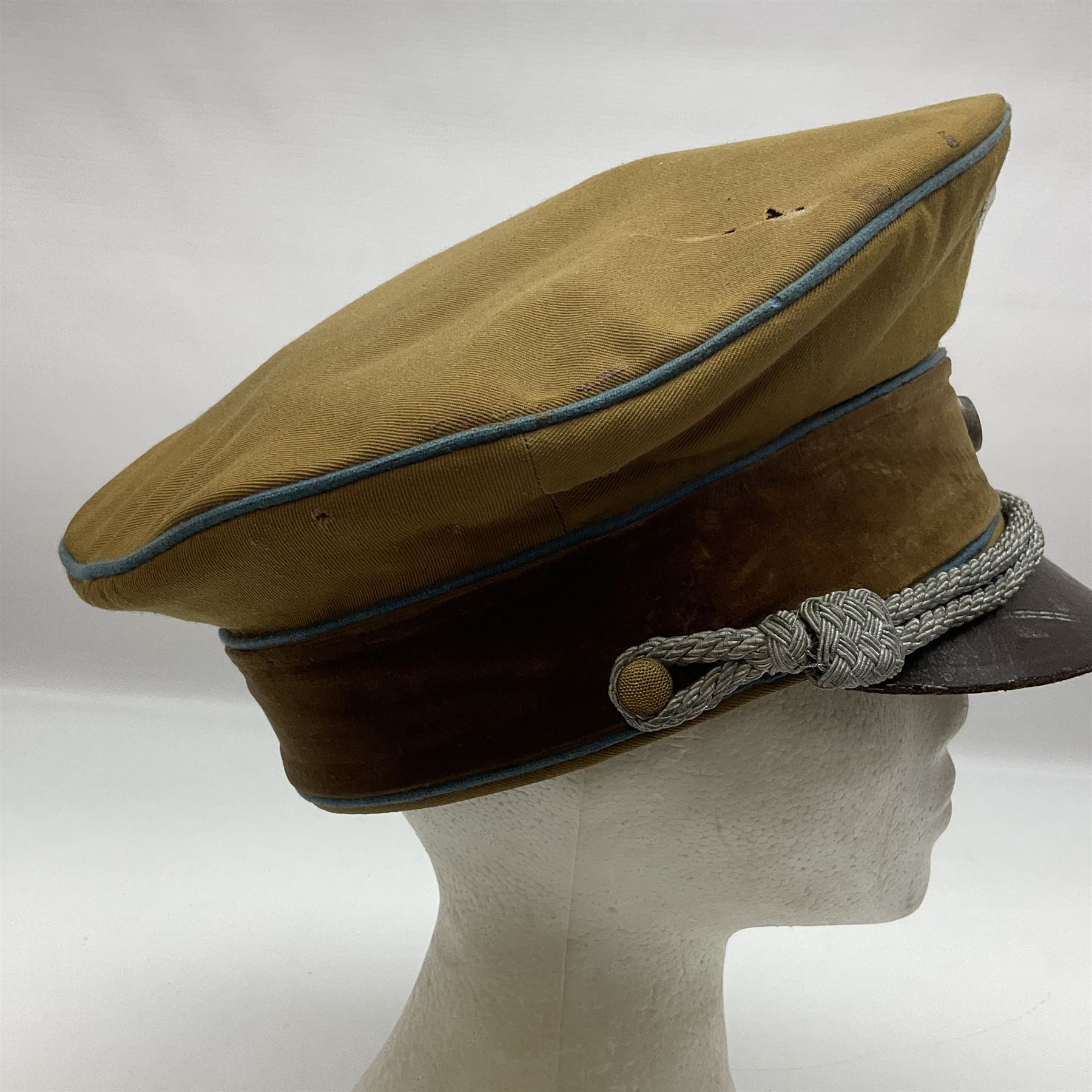 WW2 German Political Leaders brown cloth visor cap with metal insignia; labelled K. Hartel Weiden