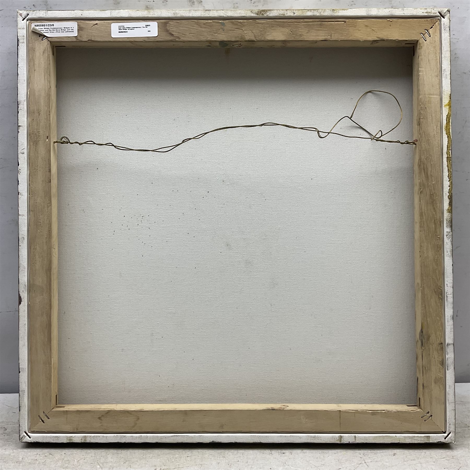 Nick Coley (British Contemporary): The Old Stone Bridge, acrylic on canvas signed 51cm x 51cm (unframed)