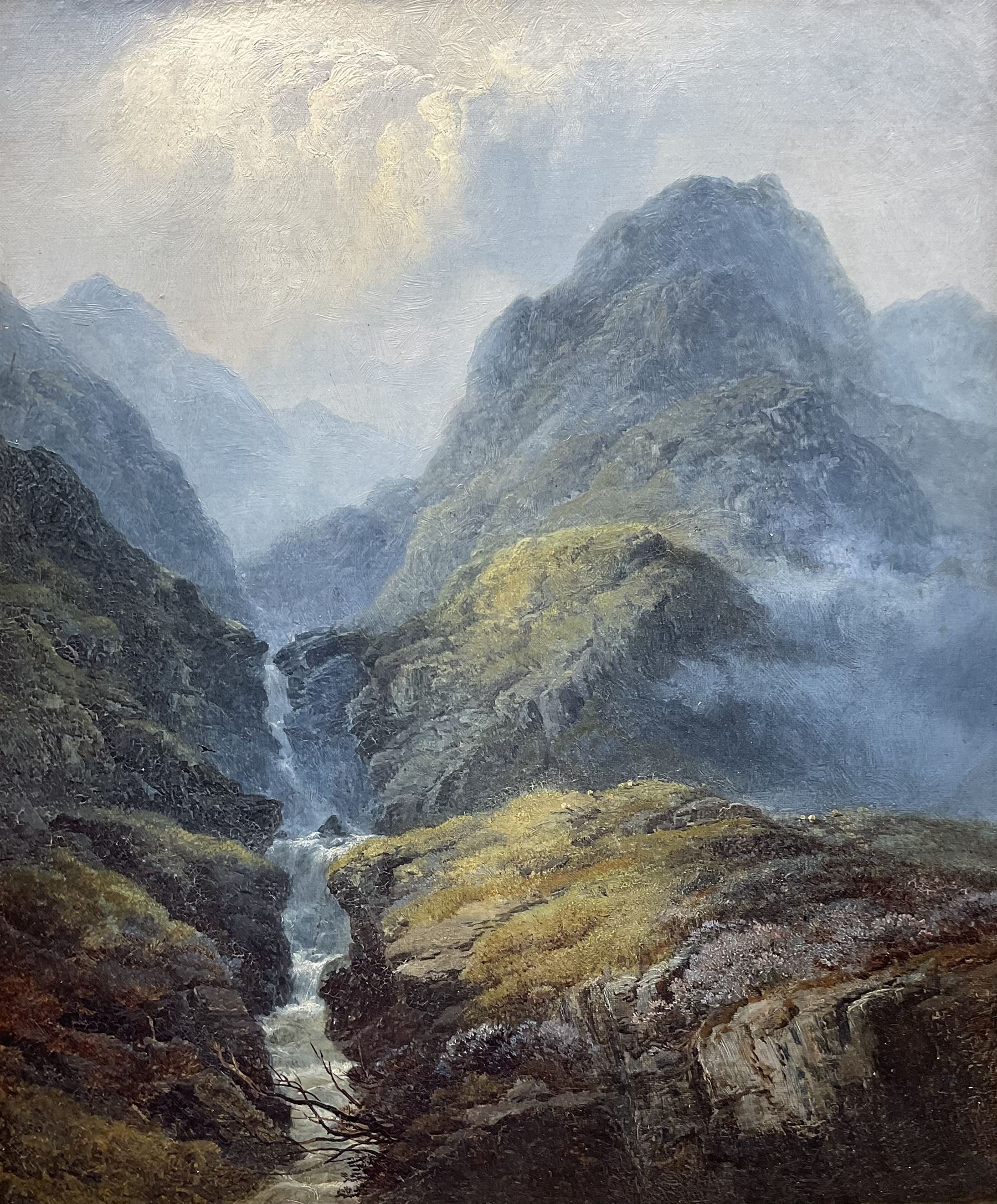George Blackie Sticks (British 1843-1900): 'Glencoe - Near the Bridge of Three Waters', oil on canvas, signed titled and dated '83 verso 44cm x 36cm