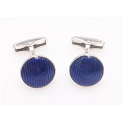  Pair of Dunhill enamel and silver cuff-links, headlamp design stamped AD 925  
