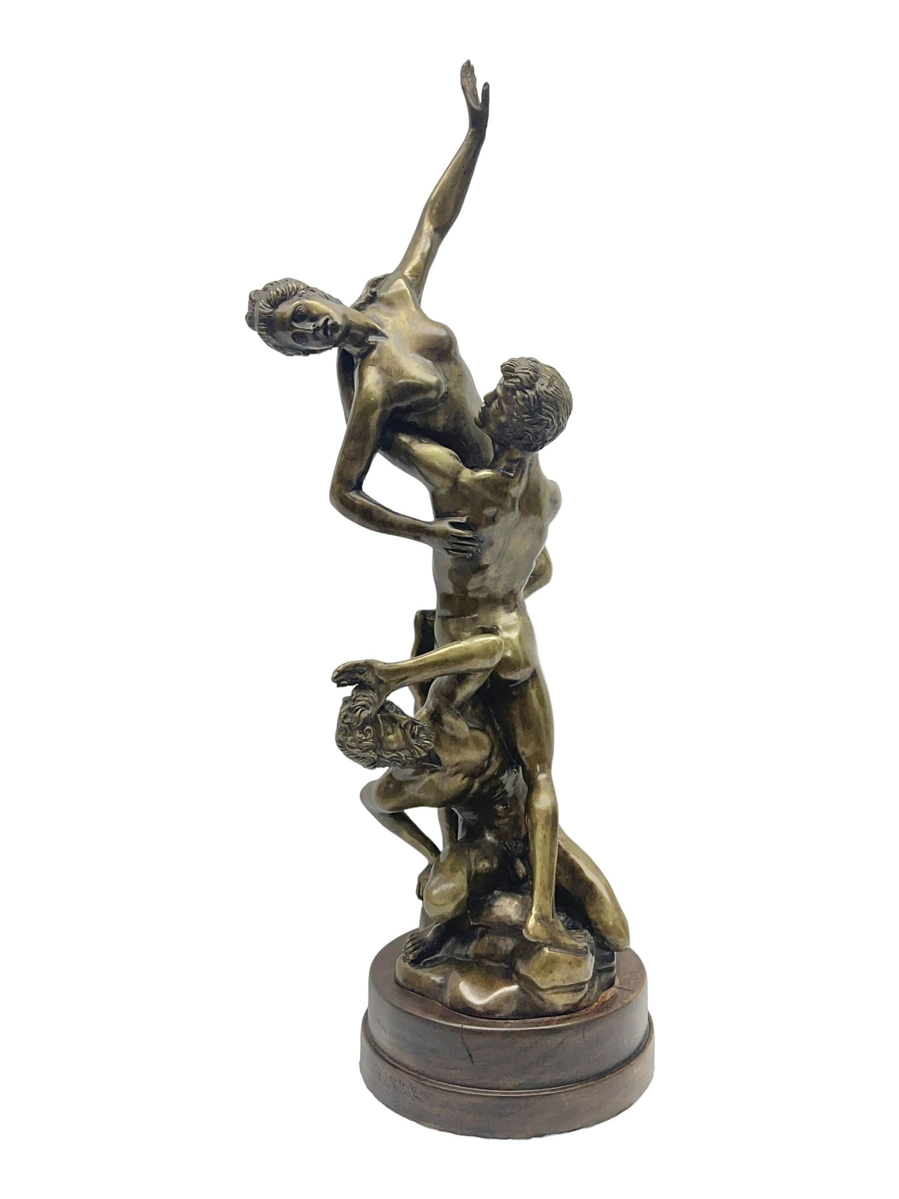After Giambologna: Abduction of a Sabine Woman, bronze figure, on circular wooden base, H68cm